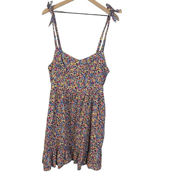 Old Navy Ditsy Floral Multicolor Tie Strap Cami Sundress with Pockets Sz L - Picture 2 of 12